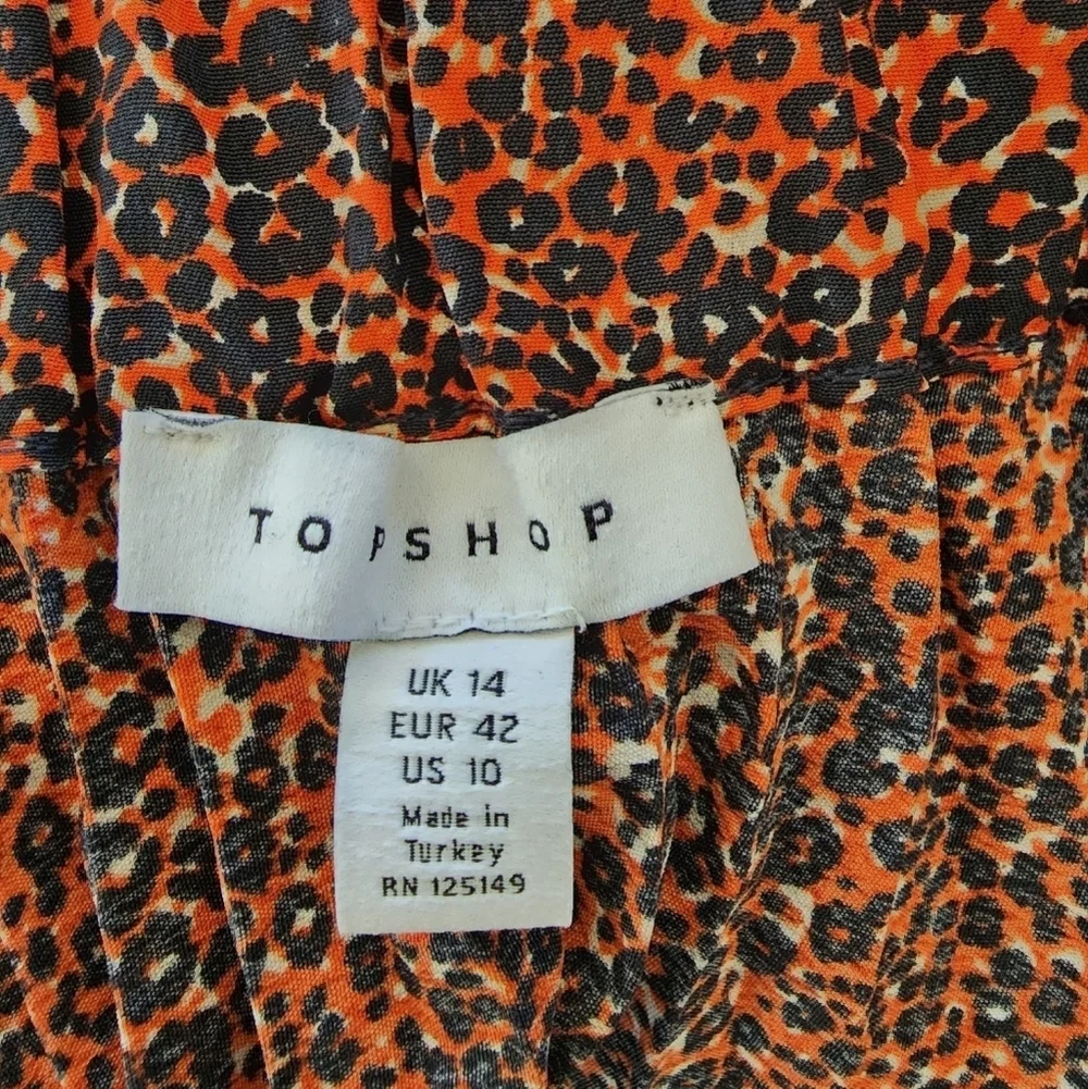 Topshop leopard print pleated midi skirt size 10